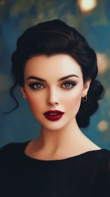 Digital portrait of brunette woman with vintage cinematic lighting
