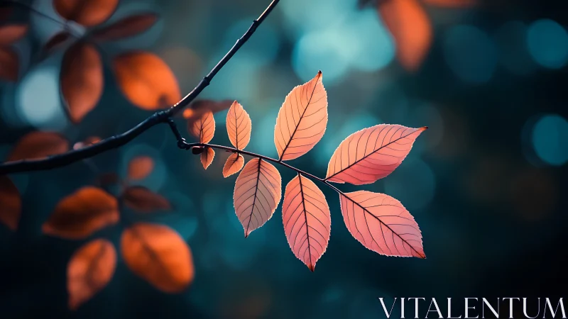 Autumn leaves close-up with bokeh background in dreamy style.
