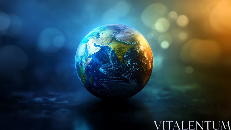 Radiant planet Earth glows gently in a dreamy cosmic light