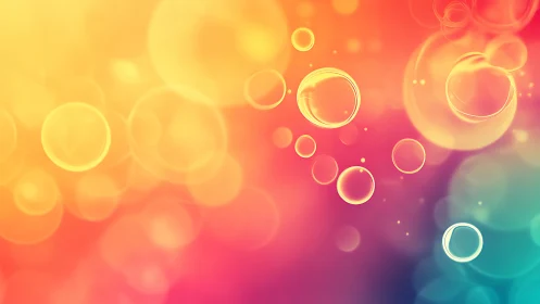 Defocused translucent bubbles overlay warm multicolor gradient field