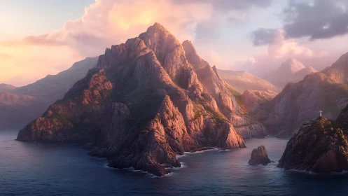 Majestic Peaks Crowned in Golden Hour Splendor.