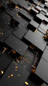 Luminous black cubes form a futuristic abstract tech landscape