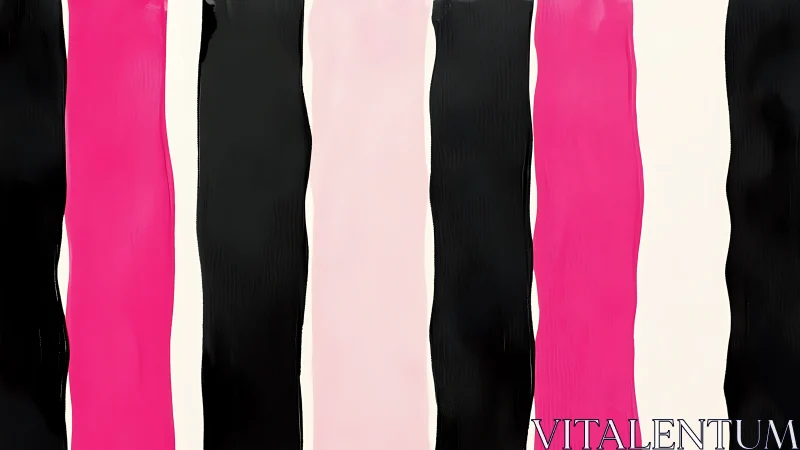 Vertical black and pink paint stripes on white field.