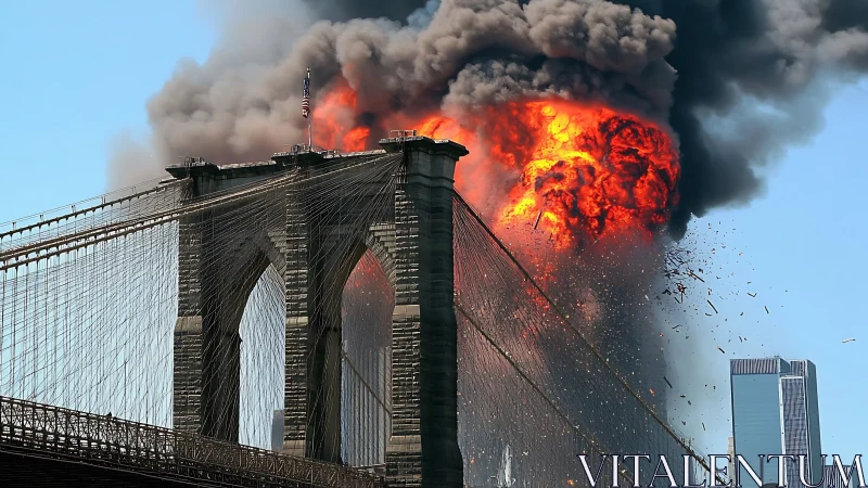 Brooklyn Bridge Burns: Catastrophe Unfolds Against Manhattan's Skyline