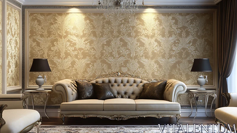 Elegant golden living room invites calm, refined conversation