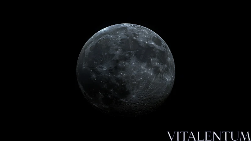 Lunar hemisphere is rendered with detailed craters and maria