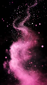 Vertical composition of dispersed pink particles in motion.