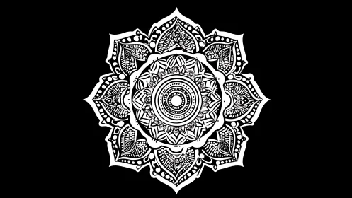 Intricate mandala blossom radiates calm with detailed symmetry