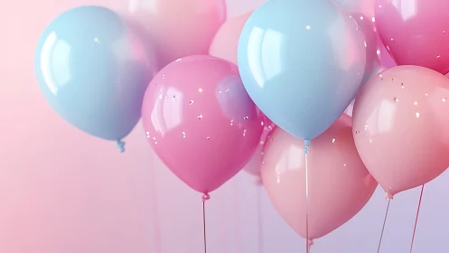 Pastel Balloons Floating in Dreamy Celebration.