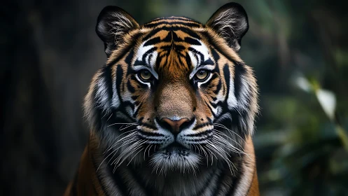 Calm jungle tiger meeting your gaze with quiet strength.