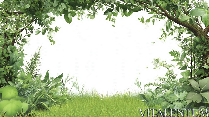 Lush Garden Frame with Verdant Foliage Border