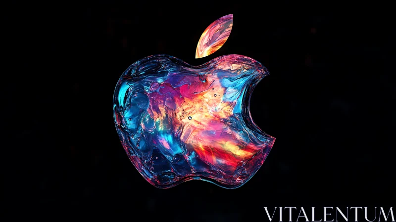 3D crystalline logo silhouette with iridescent liquid refractions.