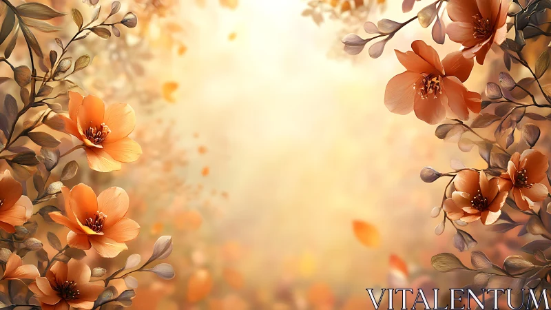 Warm Orange Blossoms Framing Soft Golden Light.