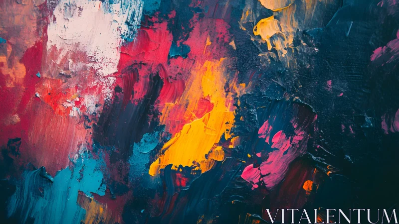 Bold abstract acrylic painting with vivid brushstrokes and texture.