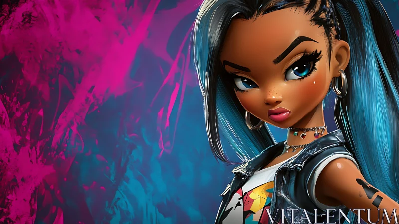 Bold teen heroine stands strong in neon streetlight glow