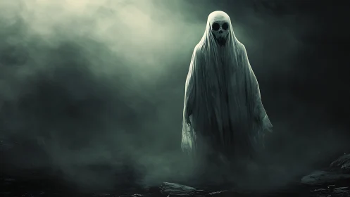 Gentle shiver in the mist with a lonely wandering ghost.