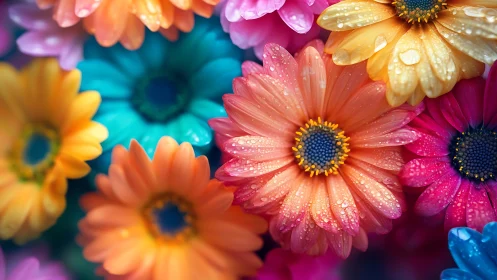 Vibrant Gerbera Daisies Dancing in Morning Dewdrops