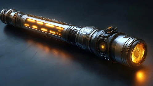 Futuristic Torch with Glowing Yellow LED Core.