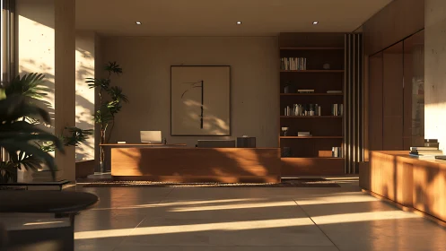 Parametric daylight study in minimalist executive office environment.