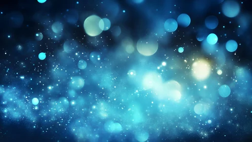 Dreamy Blue Abstract Bokeh Background with Soft Glowing Lights.