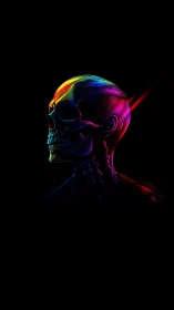 Glowing neon skull study celebrates color on deep black space