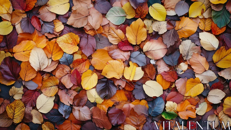 Colorful autumn leaves carpet with rich seasonal textures.