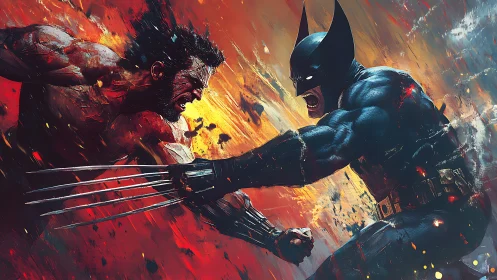 Clawed rage collides with shadow knight in molten fury.