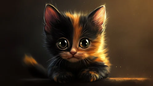 Luminous Cat with Golden Backlighting