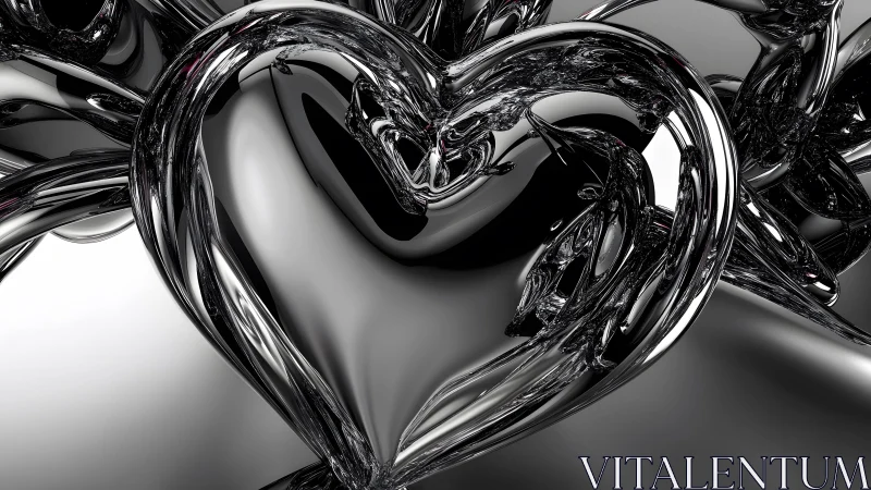 Shiny Metallic Heart Abstract in Futuristic 3D Style. Shiny Metallic Heart Abstract in Futuristic 3D Style.