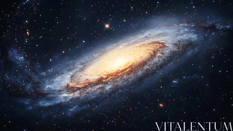 Spiral galaxy core radiates warm luminosity in deep space