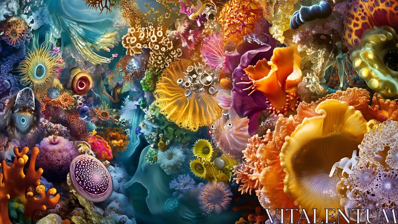 Color-soaked coral daydream swirling with underwater wonder.