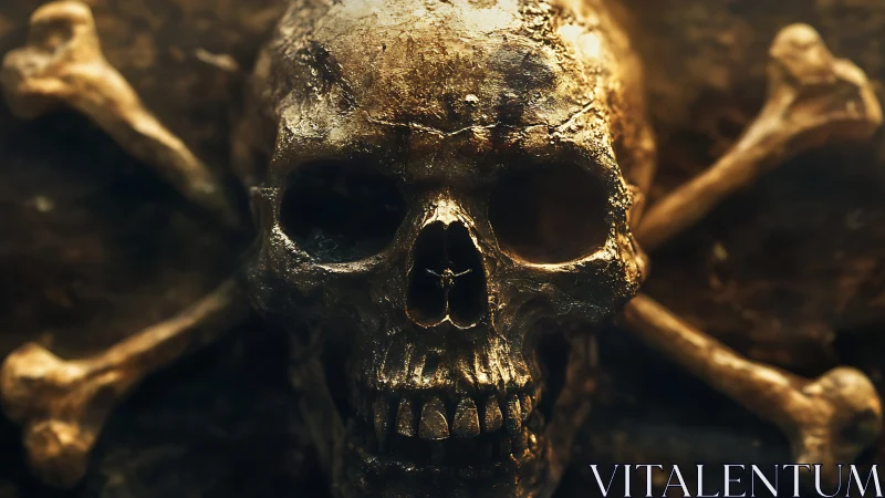 Weathered skull and crossbones rendered with high contrast lighting