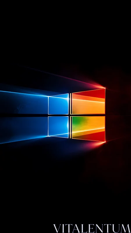 Luminous four‑panel window logo on deep black backdrop.