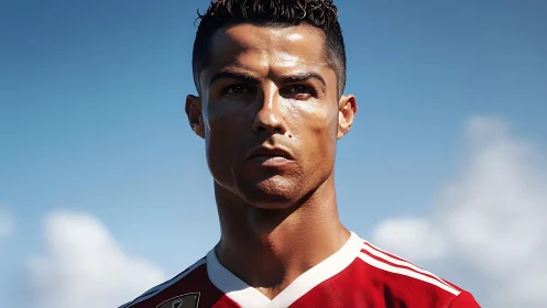 Hyperreal athletic portrait under directional stadium lighting.