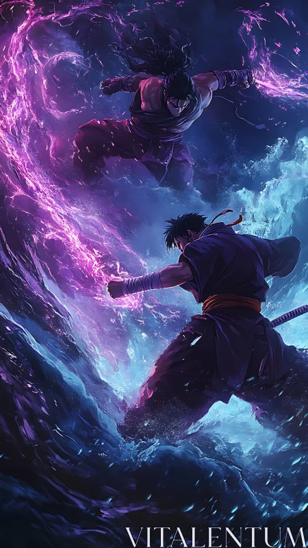 Stormbound duel with mages trading violet energy blasts.