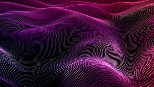 Shimmering magenta waves of light flow across a digital sea