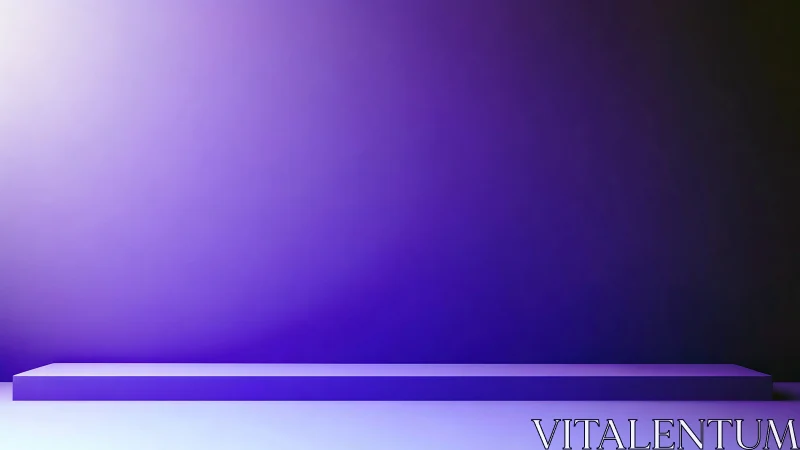 Purple rectangular platform against gradient wall backdrop.