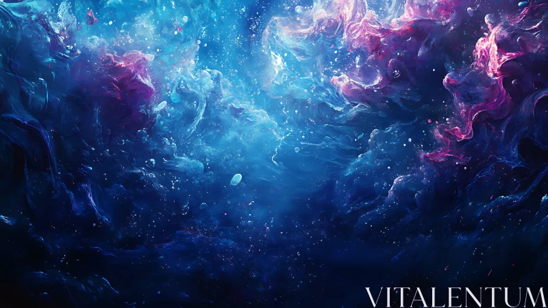 Vibrant cosmic nebula cloud in deep blue and magenta space.