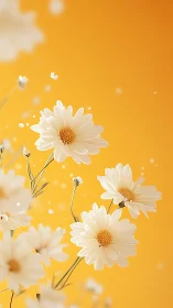 White Daisies on Warm Yellow Background.