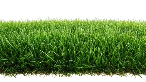 Lush green grass field on white background, natural style.
