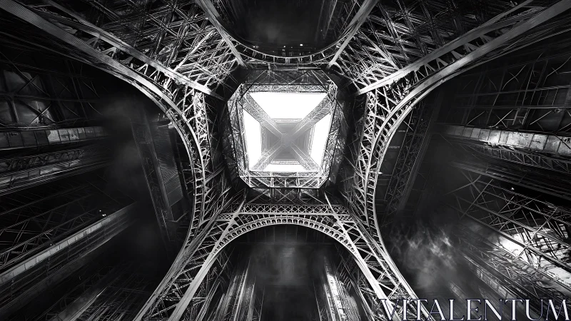 Eiffel Tower's Geometric Heart: Skyward Symmetry in Steel.