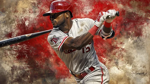 Digital painting captures dynamic baseball swing in textured space