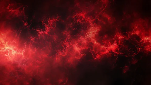 Plasma filament nebula field with turbulent red emission bands.