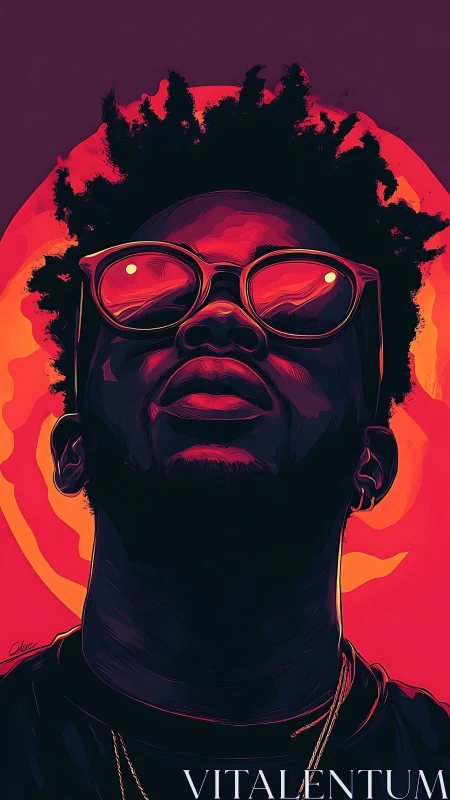 Sunlit swagger in bold neon portrait glow.