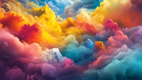 Prismatic storm clouds swirling in luminous digital haze.