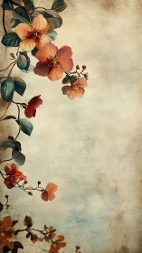 Soft blooming branches drift gently across a vintage sky