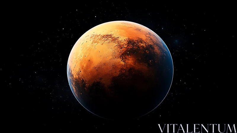 Rust-red planet drifting quietly through velvet space.