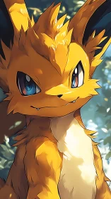 Sunlit fox-creature holds a knowing gaze in painted silence