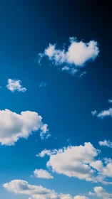 Cumulus cloud field under deep gradient midday sky panorama.