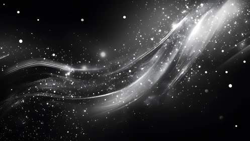 Monochrome stellar flow with luminous particle streams.